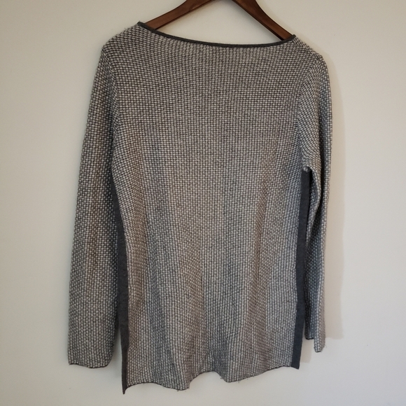 Nordstrom Collection Cashmere Sweatshirt Gray White Scoop Crewneck Size Small - Picture 2 of 11